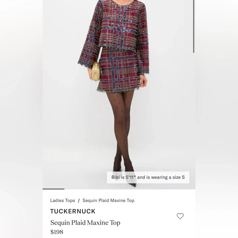 TUCKERNUCK Sequin Plaid Maxine Top + Sequin Plaid Meg Skirt SET small/medium